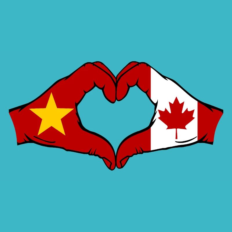 Vietnam Canada Drapeau Mains Coeur Forme