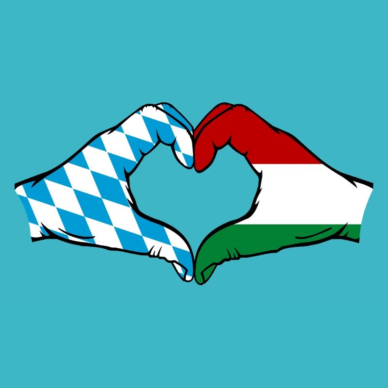 Bavaria Hungary Flag Hands Heart Shape