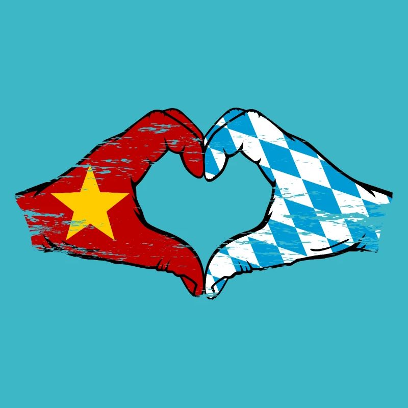 Vietnam Bavière drapeau mains coeur forme utilisé