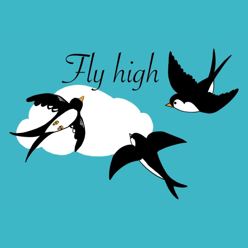 Stilvolle Schwalben im Flug mit Wolke