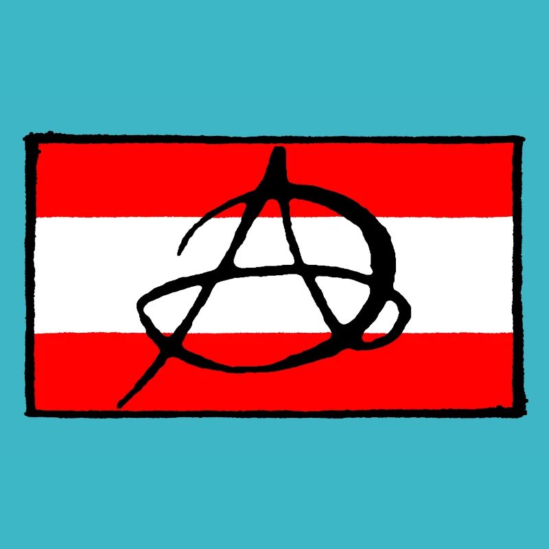 Anarchie Symbol auf rotem Hintergrund