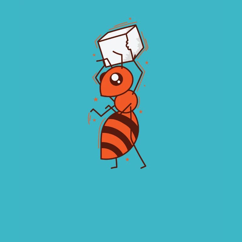 Ant carrying sugar cubes industrious insects