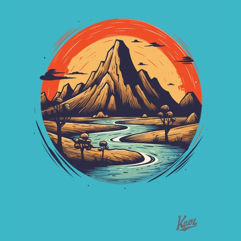 Rugged nature: A mountain and a river