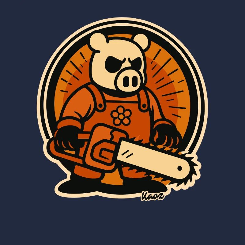 Bûcheron cochon avec tronçonneuse