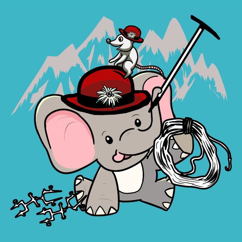 Tyrolean elephant mountaineers climb mouse Alps