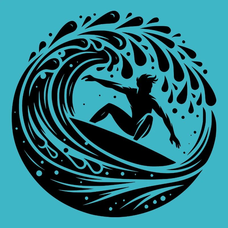 Surfeur surfant dans les vagues avec planche de surf