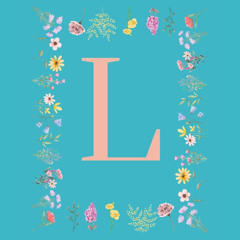 Florale Initialen "L", Buchstaben Monogramm 