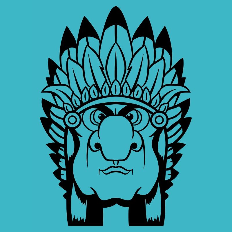 Grimmiger Indianerhäuptling mit Federschmuck Comic