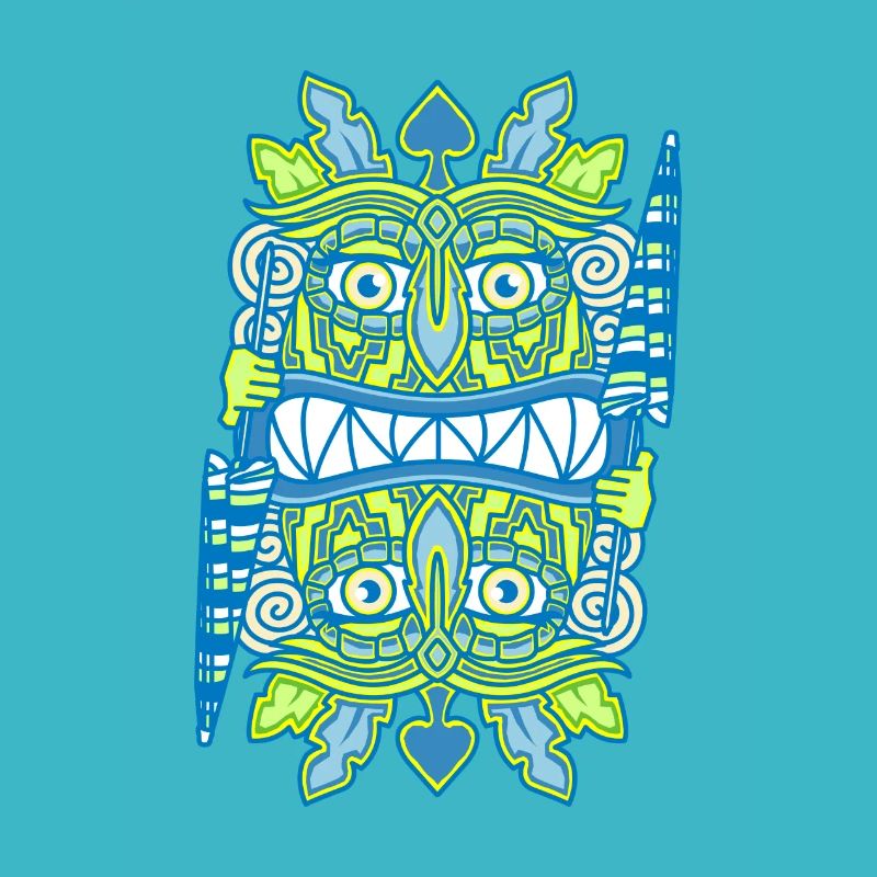 Blaue Tiki Queen - Regenschirm