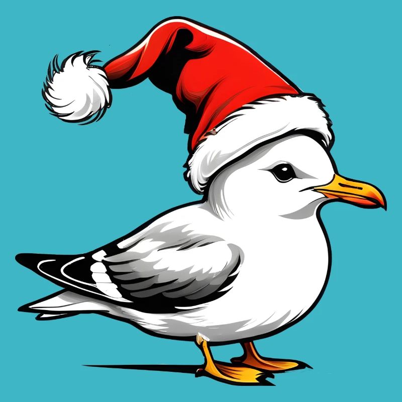 Weihnachts-Möwe mit Mütze