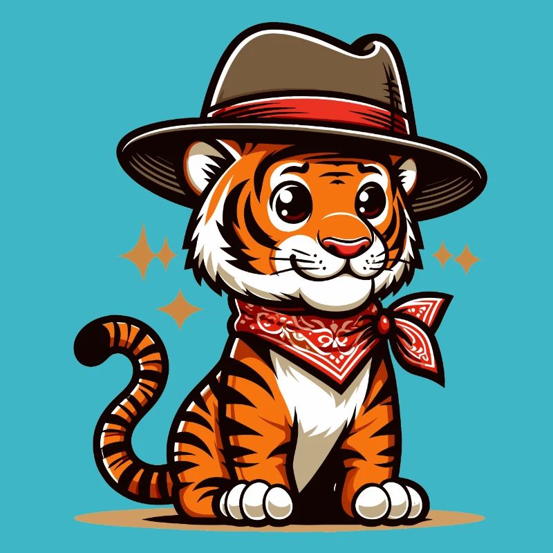 Tigerjunge mit Hut