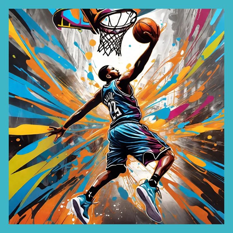 Joueur de basket-ball couleur éclaboussure