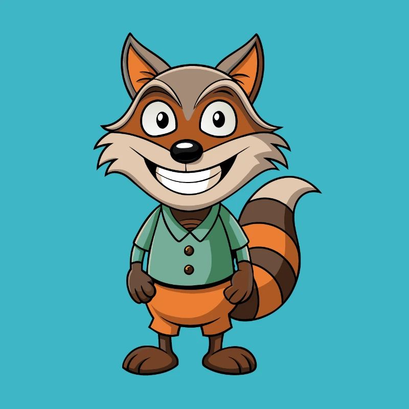Verschmitzter Waschbär mit einem verschmitzten Grinsen - Cartoon