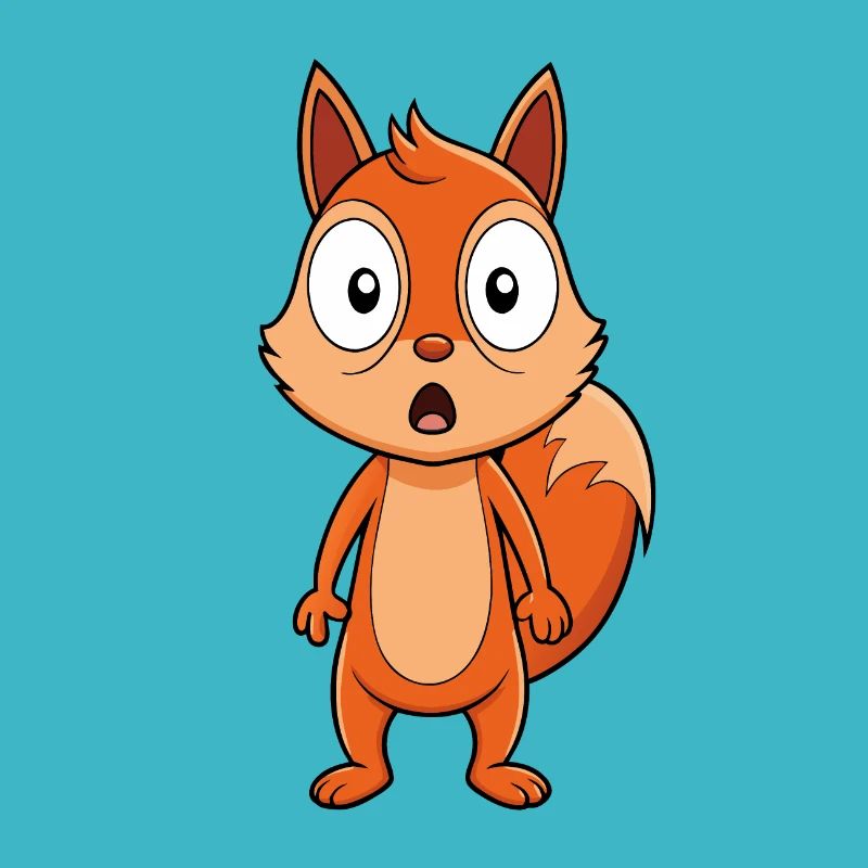 Startled Squirrel with Wide Eyes Cartoon