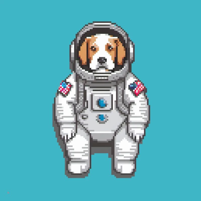 Cosmic Canine Cadet: A Pixel Pup's Space Odyssey