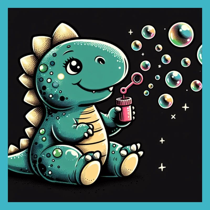 Dino avec des bulles de savon dans l’espace