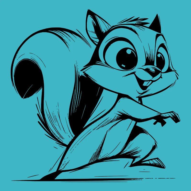 Kleines putziges Eichhörnchen Bleistift Zeichnung