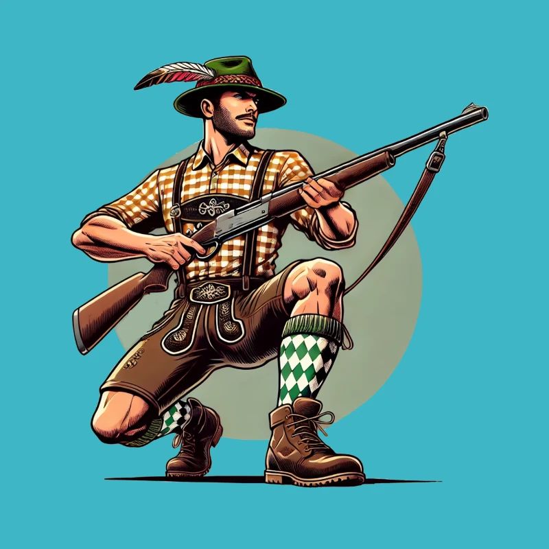 German Bavarian hunter on a driven hunt