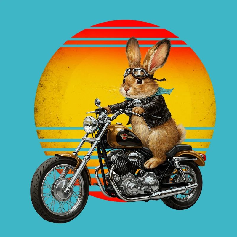 A rabbit on a Motocycle