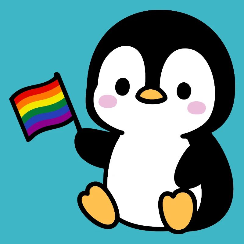 Pingouin avec drapeau arc-en-ciel