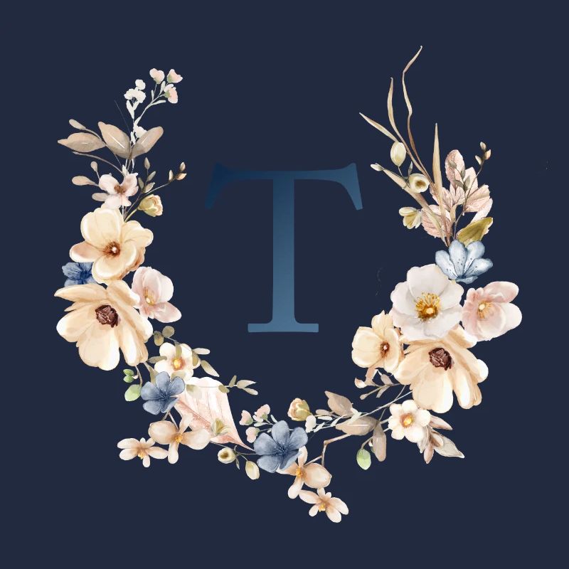 T Monogram, Floral, Boho