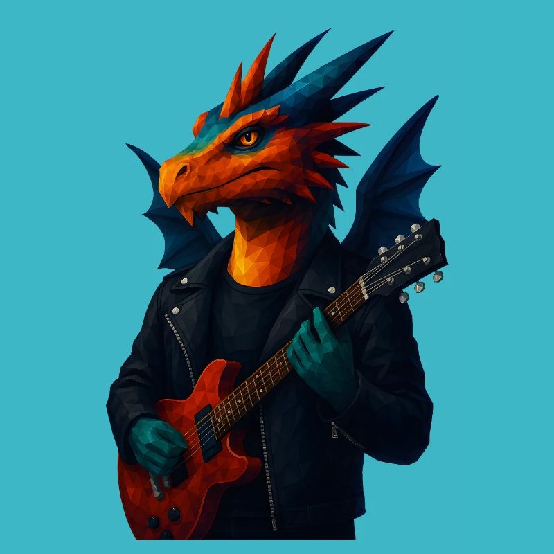 WPAP Style Animals - Dragon Guitarist