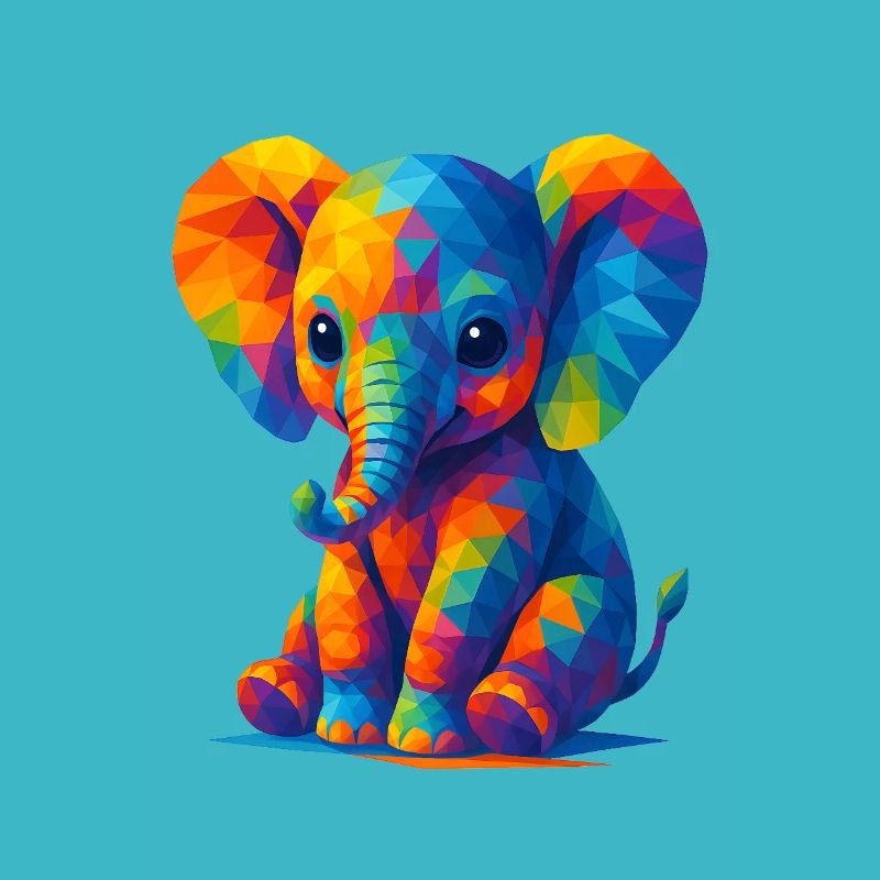 WPAP Polygon Kawaii Style Baby Elephant
