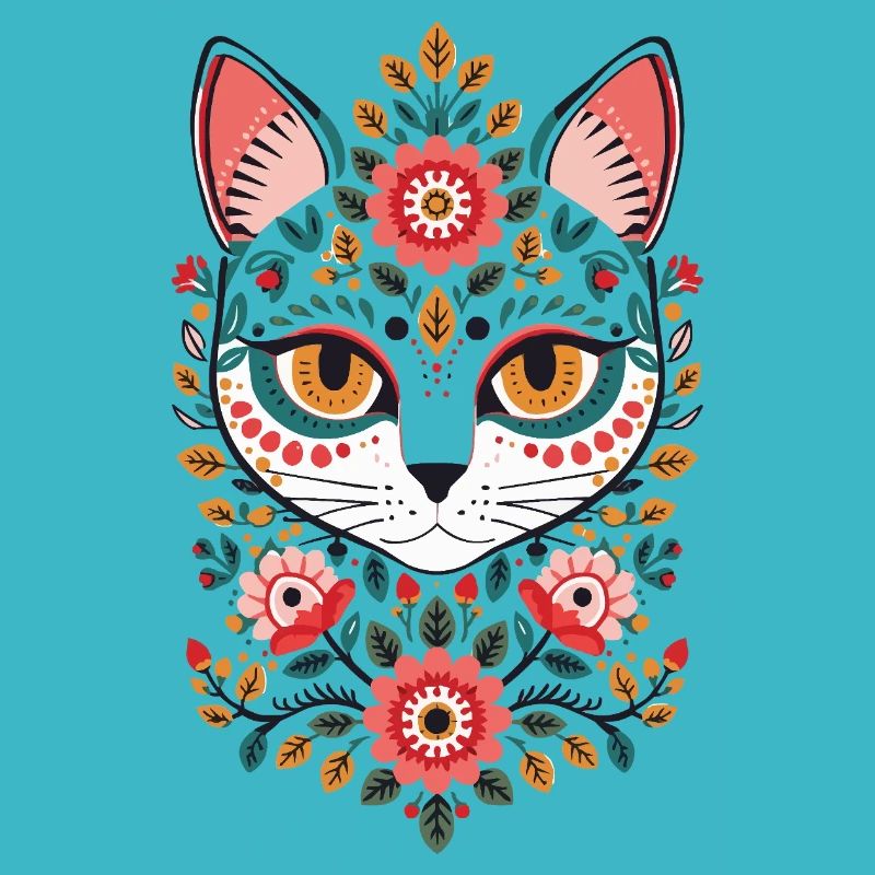 Visage de chat dans le royaume des fleurs