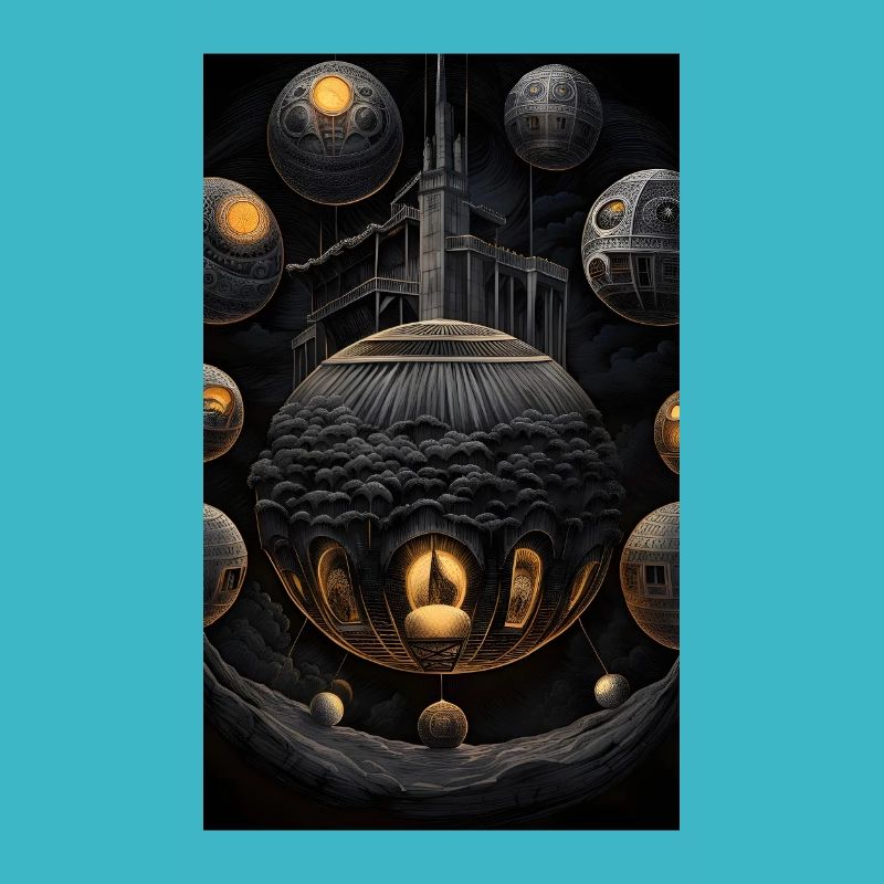 Dark spherical world fantasy
