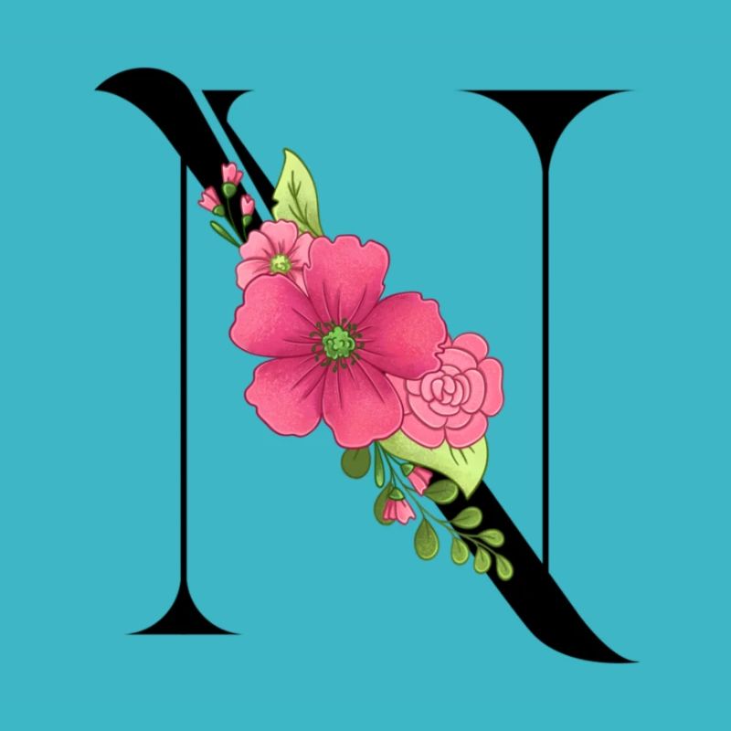 Eleganter Buchstabe 'T' mit Blumen