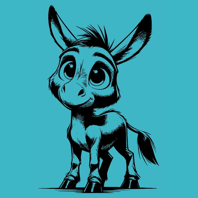 Cute Little Donkey Pencil Drawing