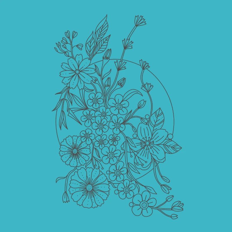 Centangle Fleurs sauvages avec lune blanche