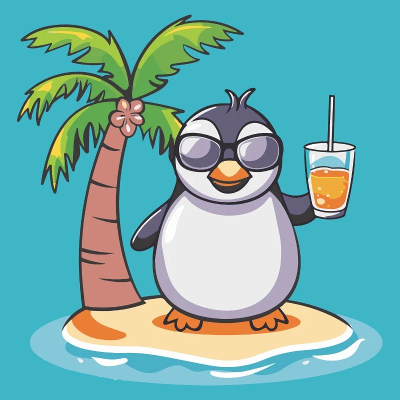 Penguin Summer Beach Vacation