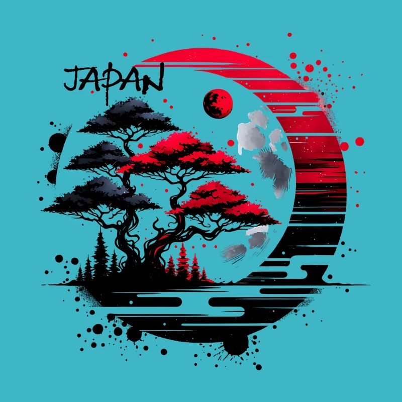 Japon Paysage Lune