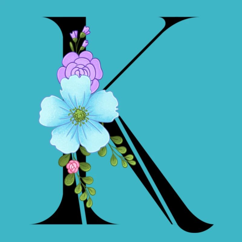 Eleganter Buchstabe 'K' mit Blumen