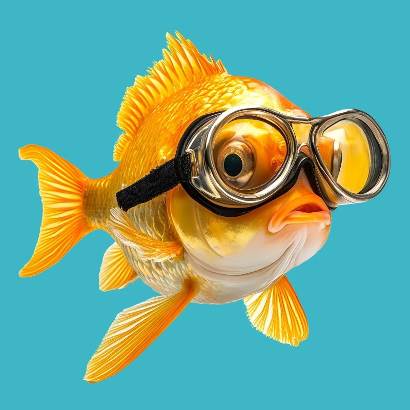 Poisson rouge avec lunettes de plongée