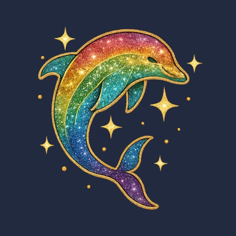 Rainbow Dolphin Star Glitter