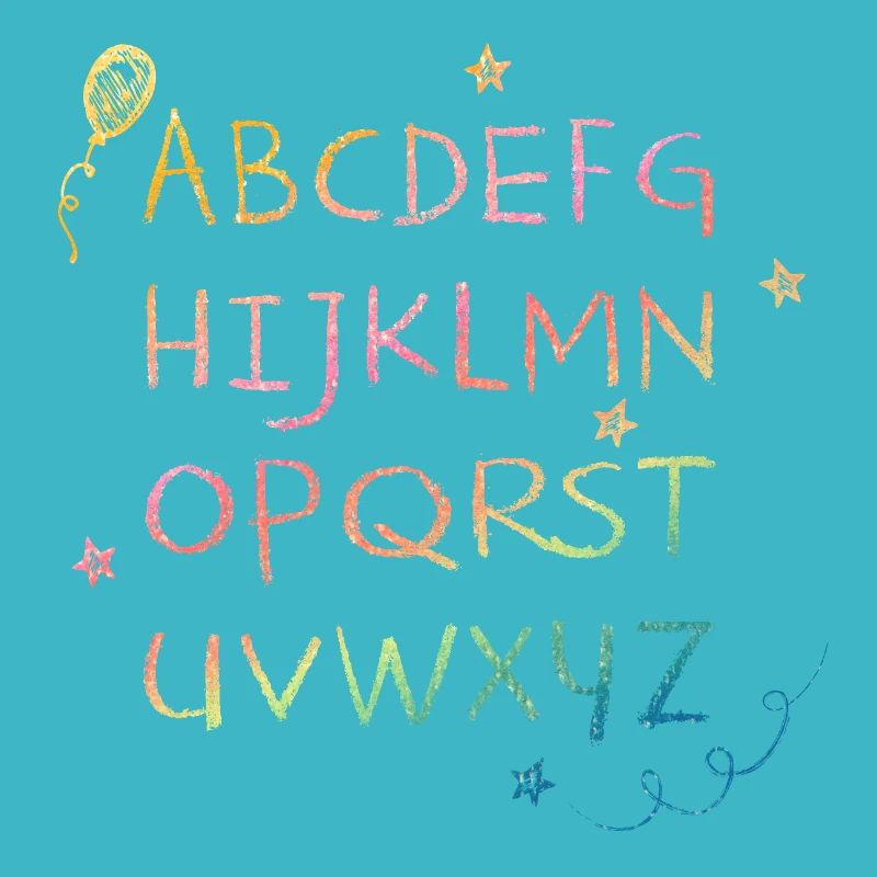 Rainbow Chalk Alphabet with Asterisks