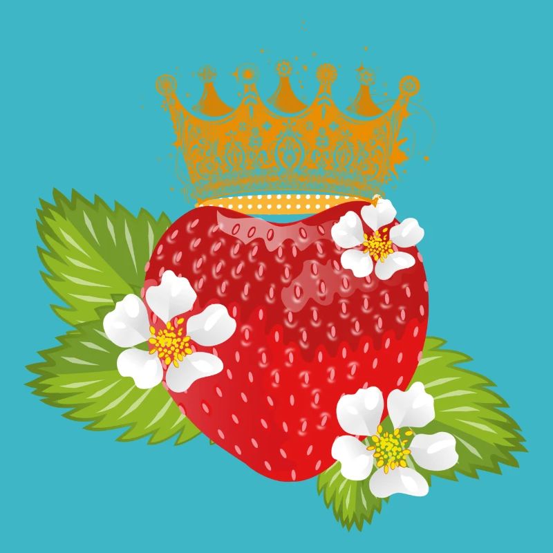 Fraise avec des fleurs et des feuilles