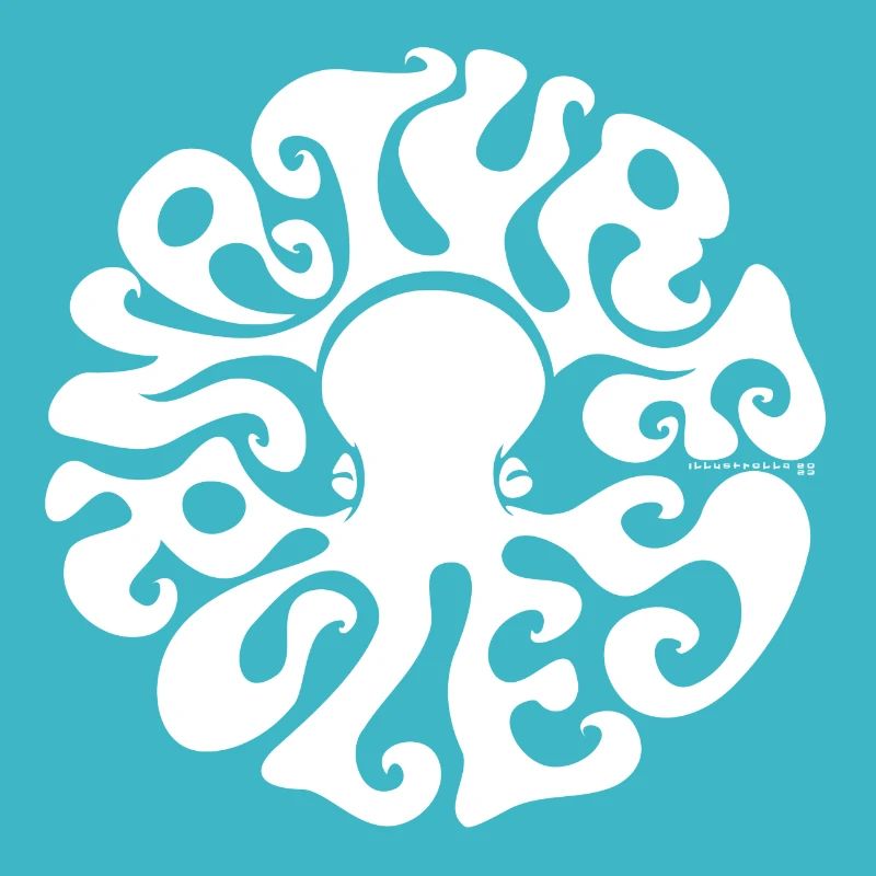 NATURE RULES! Psychedelic Octopus Sixties White