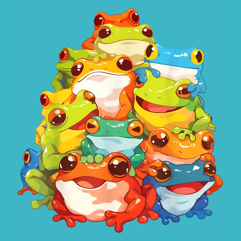 Bunte Frösche Ensemble Illustration