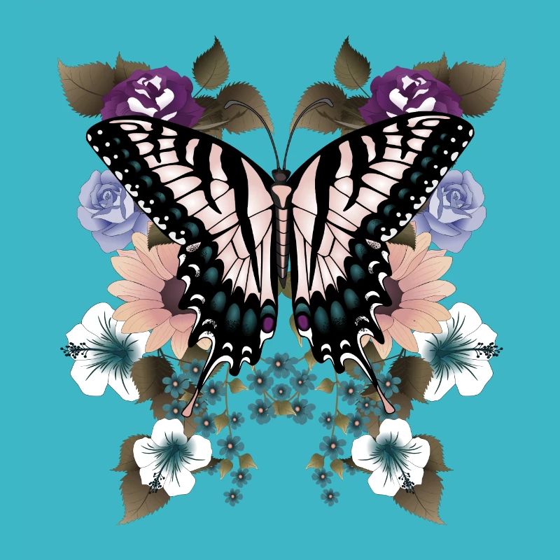 Schmetterling Schwalbenschwanz mit Blumen