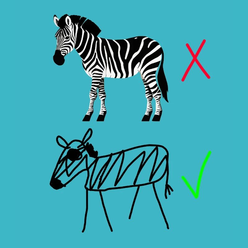 Zebra Contrast - Haute qualité vs zèbre dessiné à la main