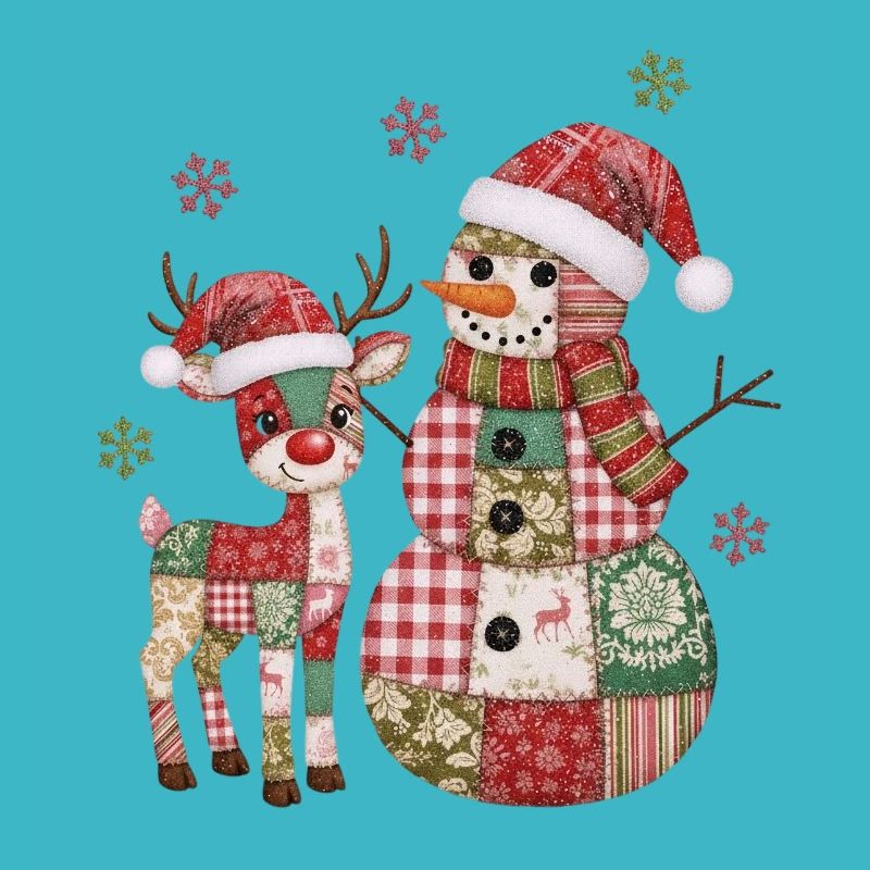 Patchwork Snowman and Reindeer
