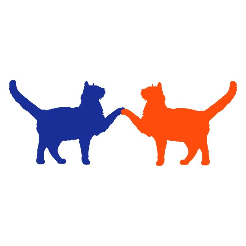 2 chats amis équipe deux pattes mains bienvenue