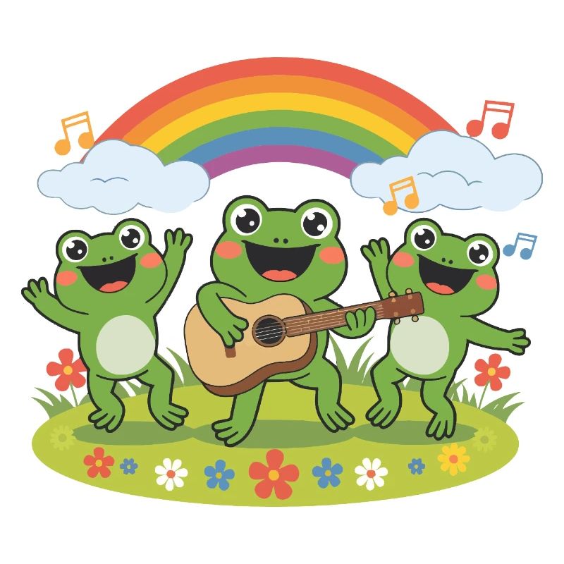 Froschband unter dem Regenbogen