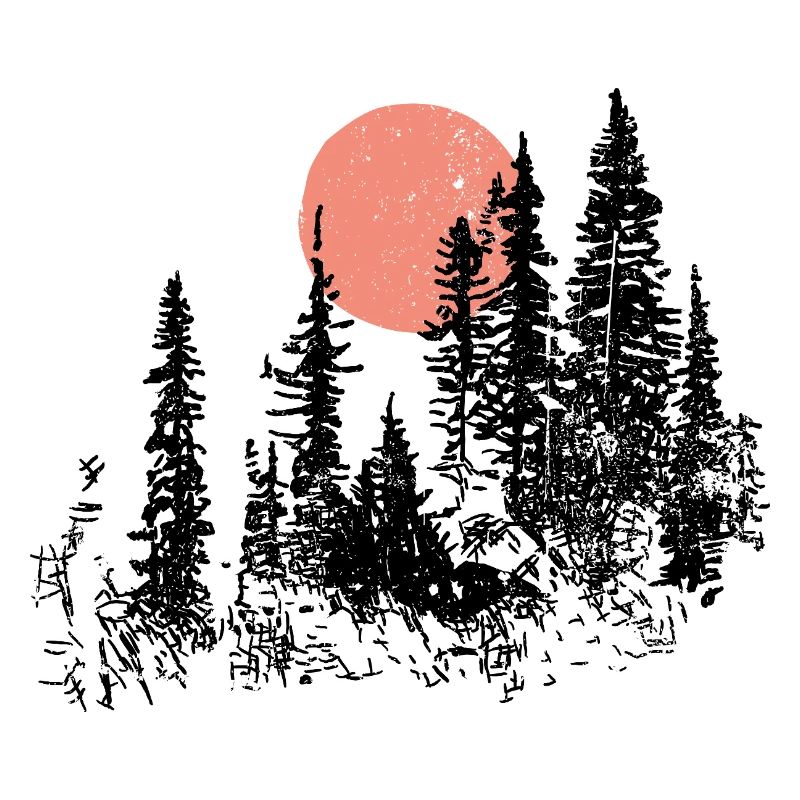 Sunset Forest Silhouette T-Shirt Design