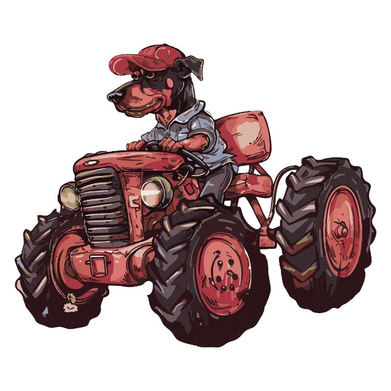 Dobermann Hund Traktor Farmer