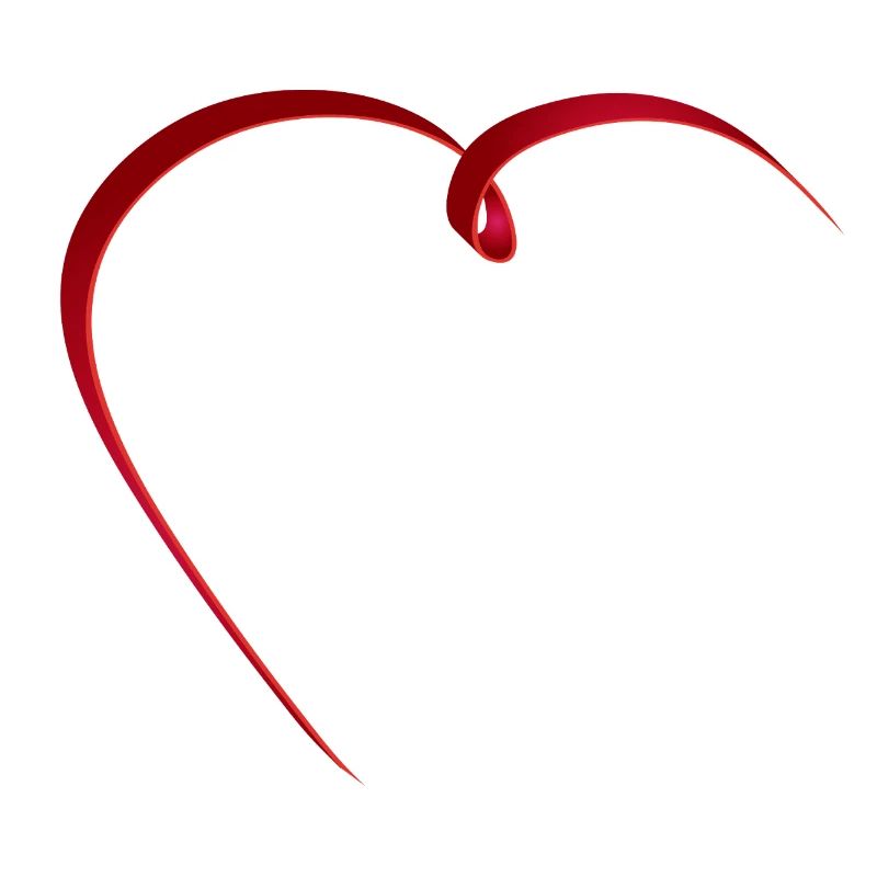 Delicate red ribbon in an elegant heart shape
