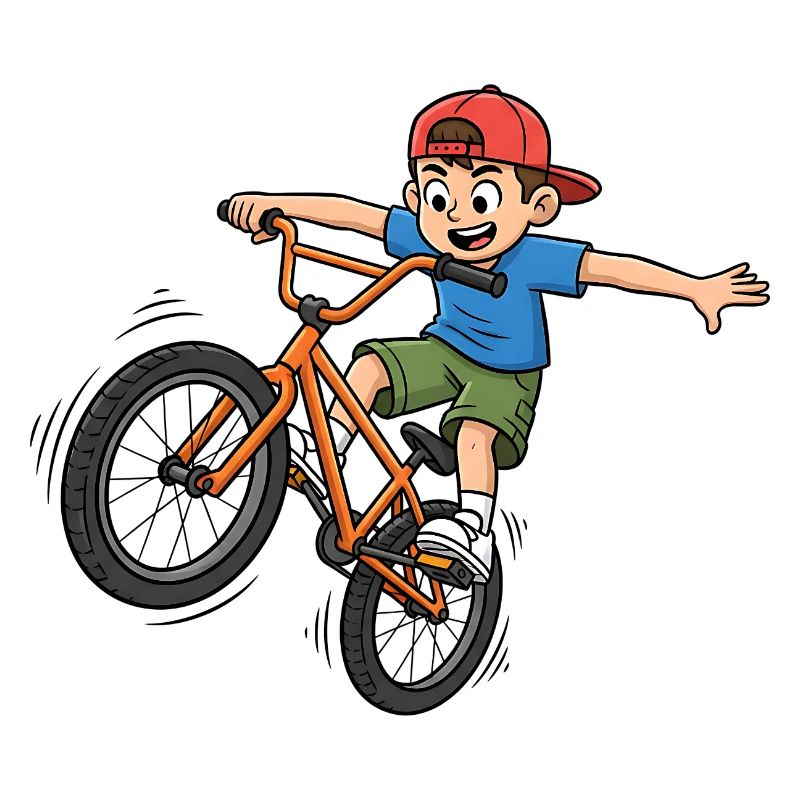 Cascade à vélo de dessins animés BMX Boy